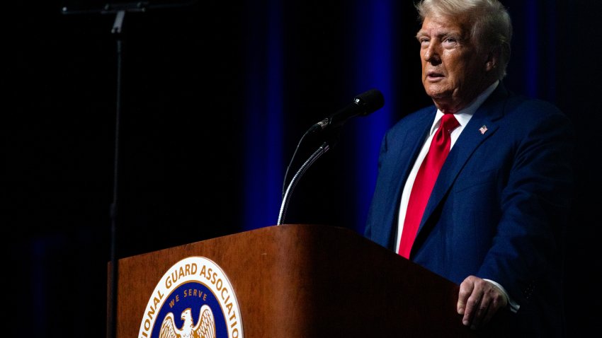 DETROIT, MICHIGAN – AUGUST 26: Republican presidential nominee, former U.S. President Donald Trump speaks during the National Guard Association of the United States’ 146th General Conference & Exhibition at Huntington Place Convention Center on August 26, 2024 in Detroit, Michigan. Michigan’s importance to the Trump re-election campaign has become front and center as he marks his eighth visit to the state this year, including an additional event in Eaton County on August 29th.